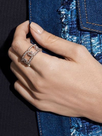 Charles & Keith Crystal Chain-Link Ring